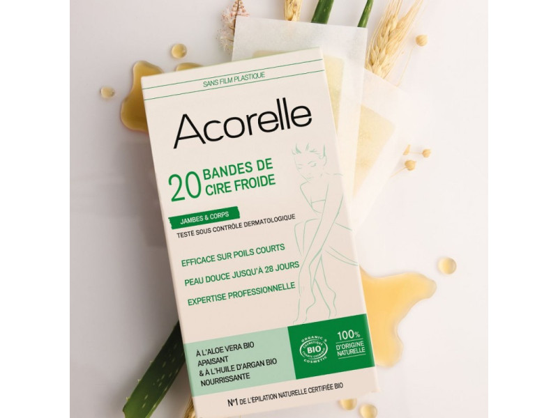Acorelle Certified Organic Cold Wax Strips for Body x20