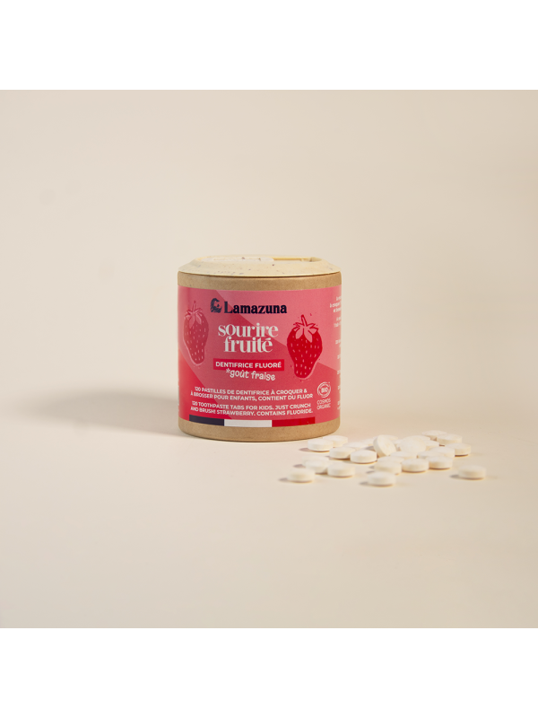 Lamazuna Toothpaste Tabs For Kids - Strawberry with fluoride - COSMOS Organic