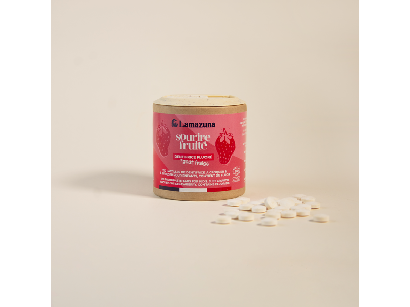 Lamazuna Toothpaste Tabs For Kids - Strawberry with fluoride - COSMOS Organic