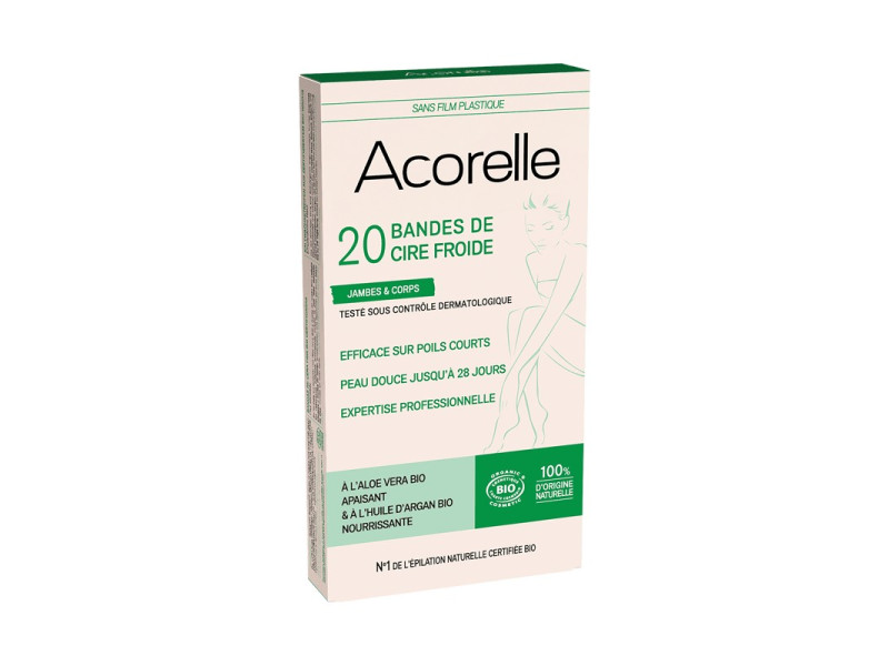 Acorelle Certified Organic Cold Wax Strips for Body x20
