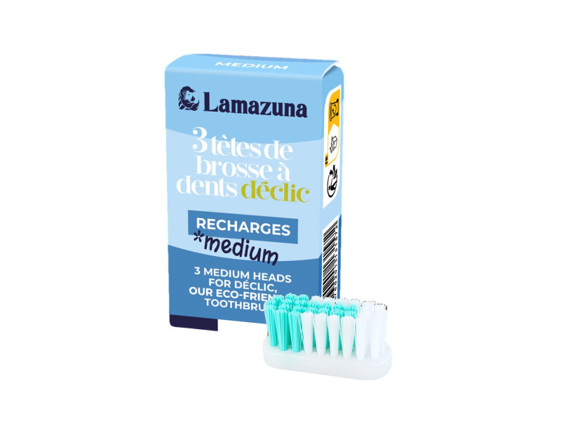 Lamazuna Toothbrush, Reload Heads, 3 Clips, Medium