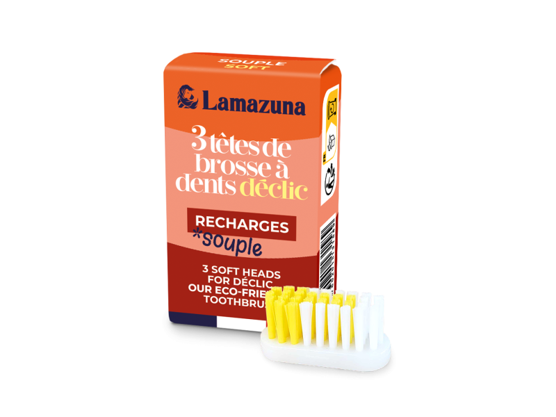 Lamazuna Toothbrush 3 Clip Heads Reload, Soft