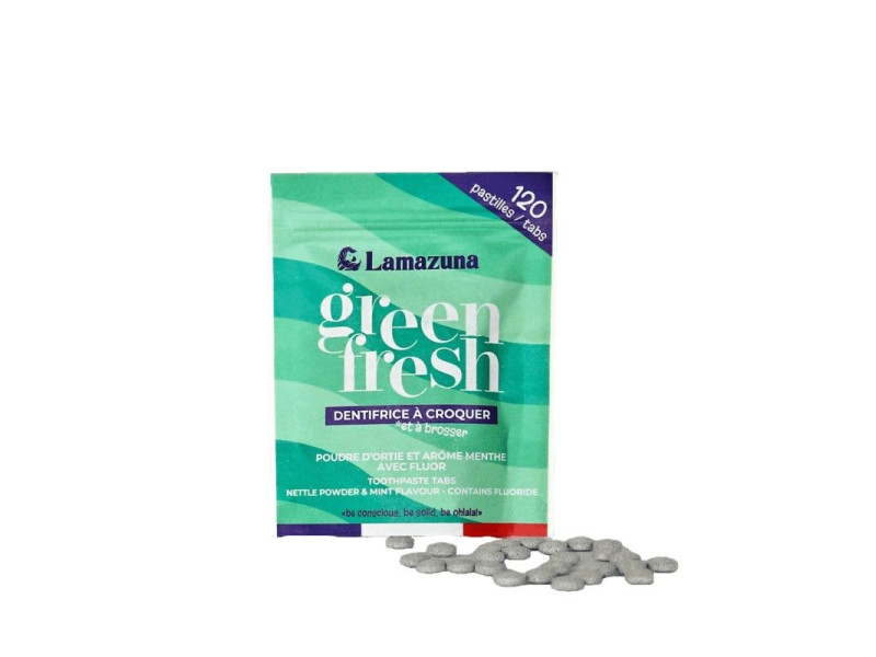Lamazuna Toothpaste Tabs - Greenfresh - Nettle Powder & Mint Flavour - COSMOS Organic