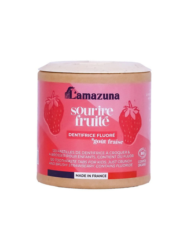 Lamazuna Toothpaste Tabs For Kids - Strawberry with fluoride - COSMOS Organic