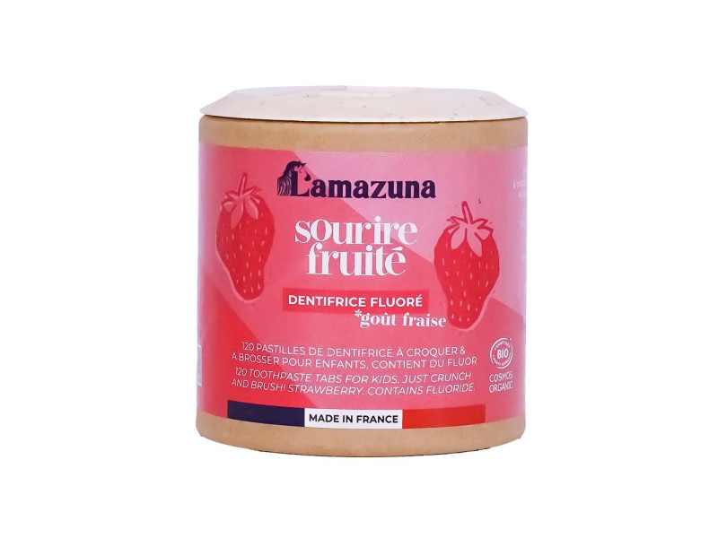 Lamazuna Toothpaste Tabs For Kids - Strawberry with fluoride - COSMOS Organic